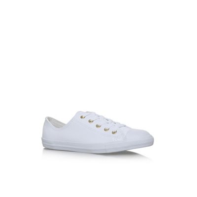 White Dainty flat lace up sneakers